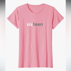 NEW Pink Graphic SIXTEEN T-Shirt - Size XS, 100% cotton